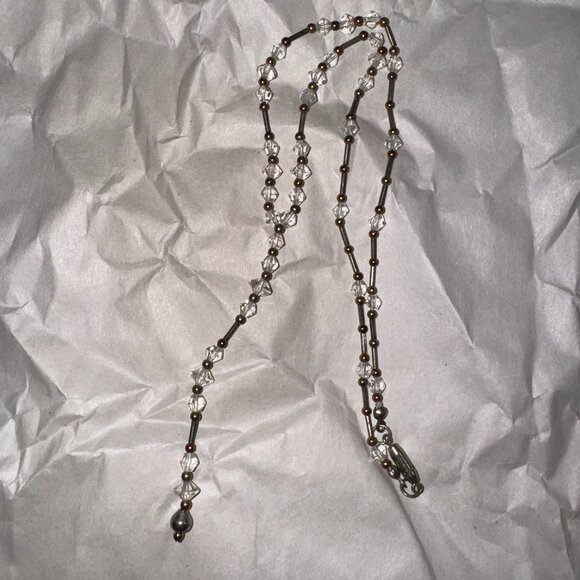15 1/2" Gold and Clear Y-Shaped Beaded Necklace - Picture 1 of 8